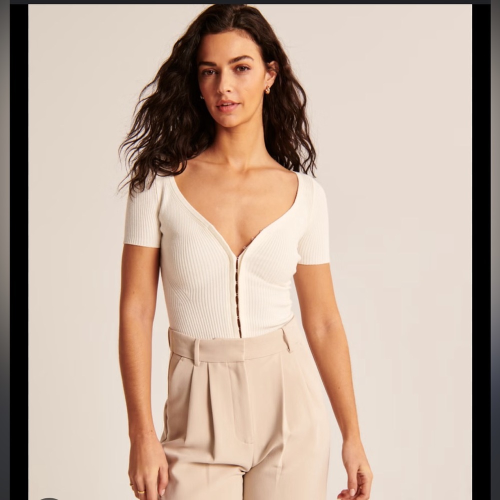 A&F knitted body suit in white